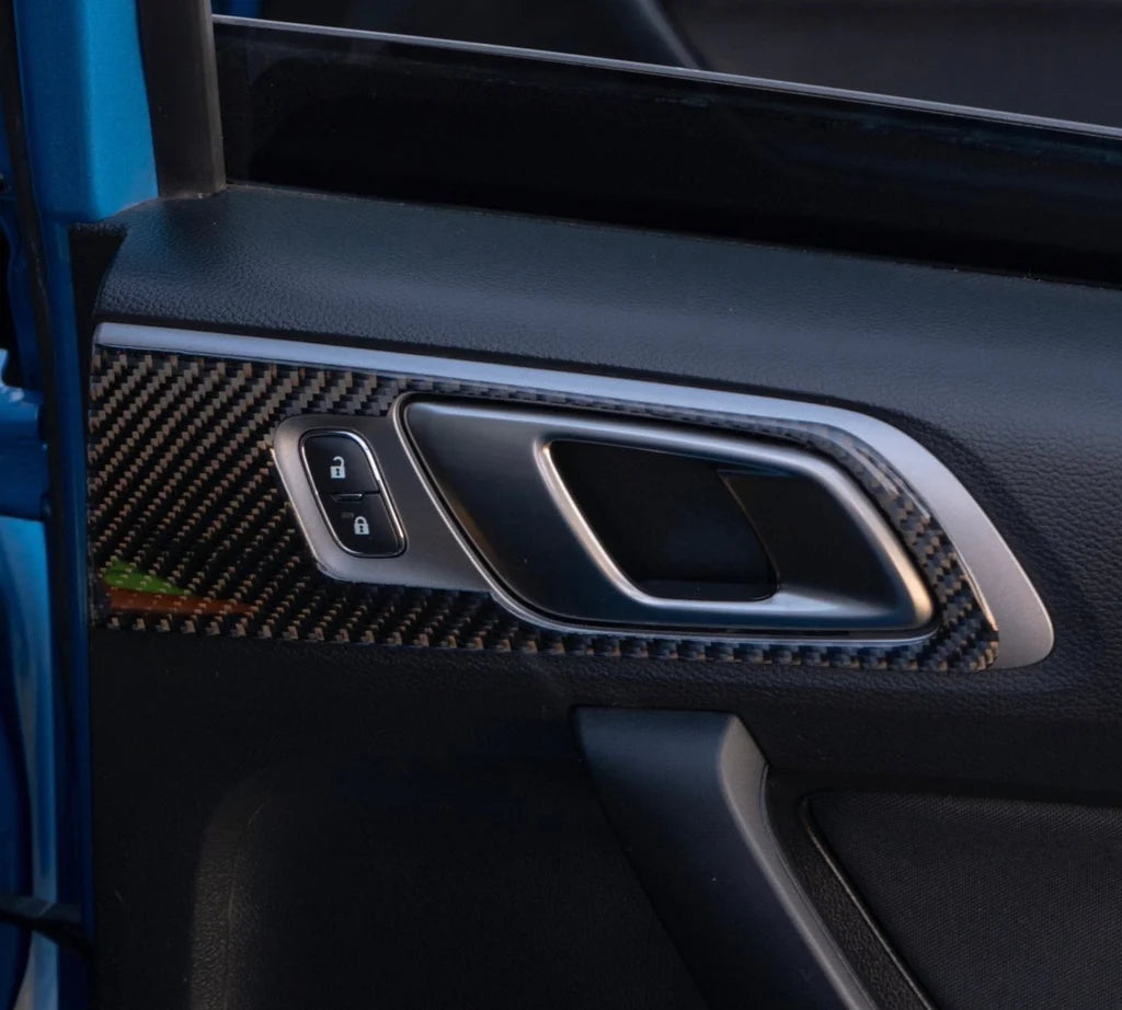 ruihe Carbon Fiber Color Door Handle Bowl Frame Decorator Cover Front Door  Speaker Audio Ring Trim Fit for Ford Ranger 2019 2020 2021 2022 The North